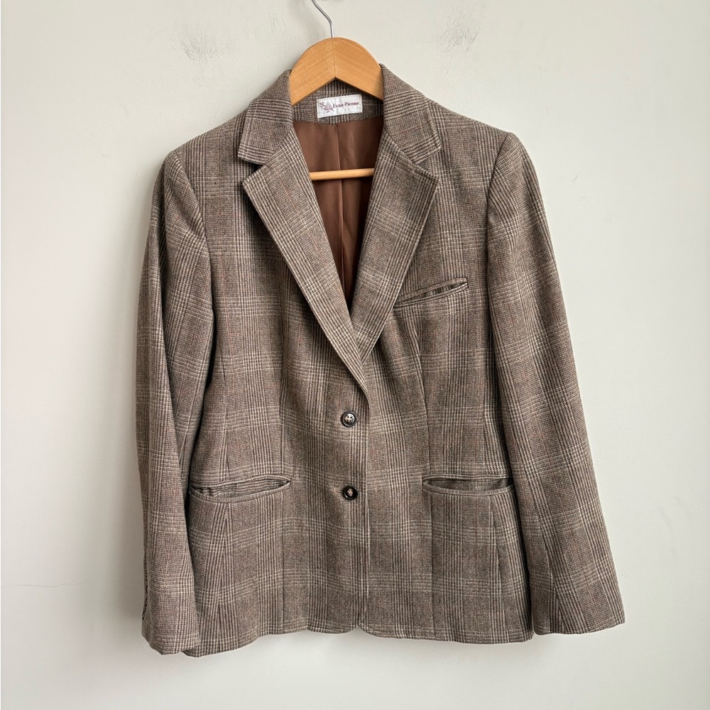 Vintage Evan Picone Wool Blend Plaid Blazer - Picture 7 of 9